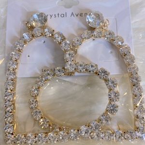 Gold blinged Rhinestone Heart earrings
